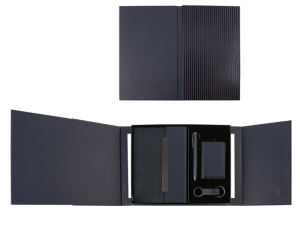 Premium 5-Piece Professional Gift Set with PU Notebook, Metal Pen, Card Holder & Keychain in Elegant Box
